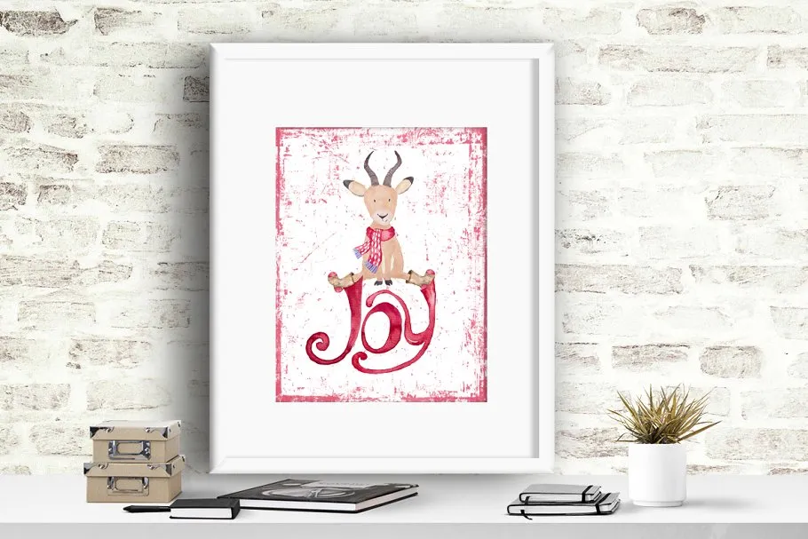 可爱冬日动物形象水彩图案 Cute Winter Animals Collection插图(7)