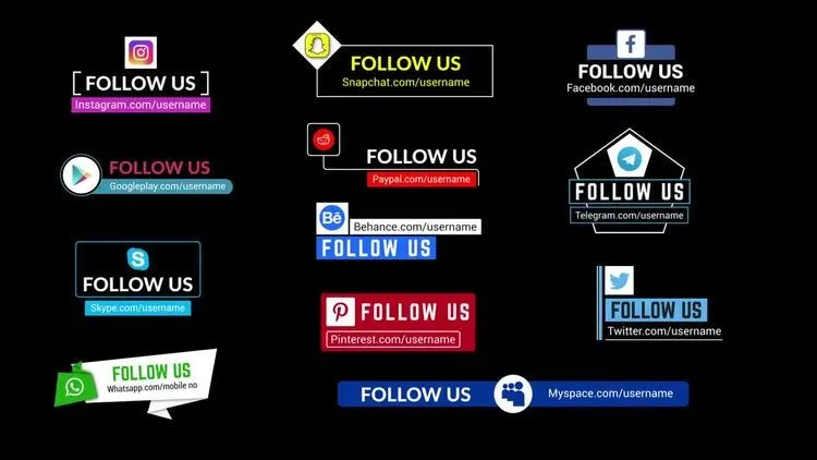 12个下三分之一社交媒体图标像素设计精选AE模板