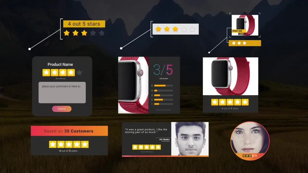 干净富有创意的智能评论包像素设计精选AE模板