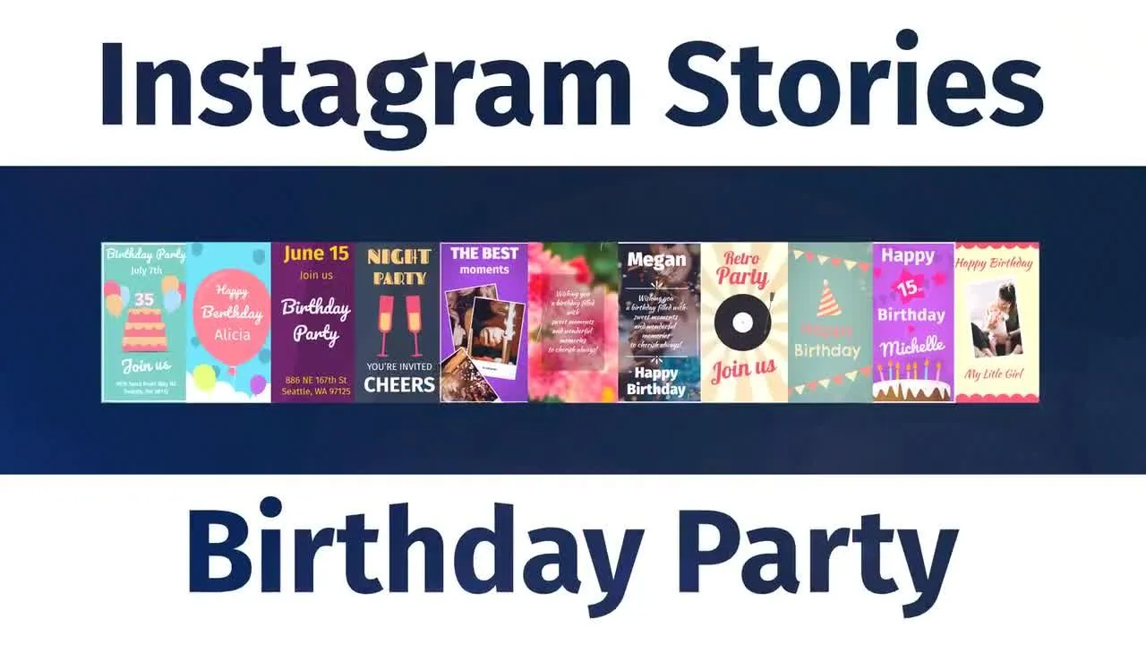 Instagram生日派对故事像素设计精选AE模板
