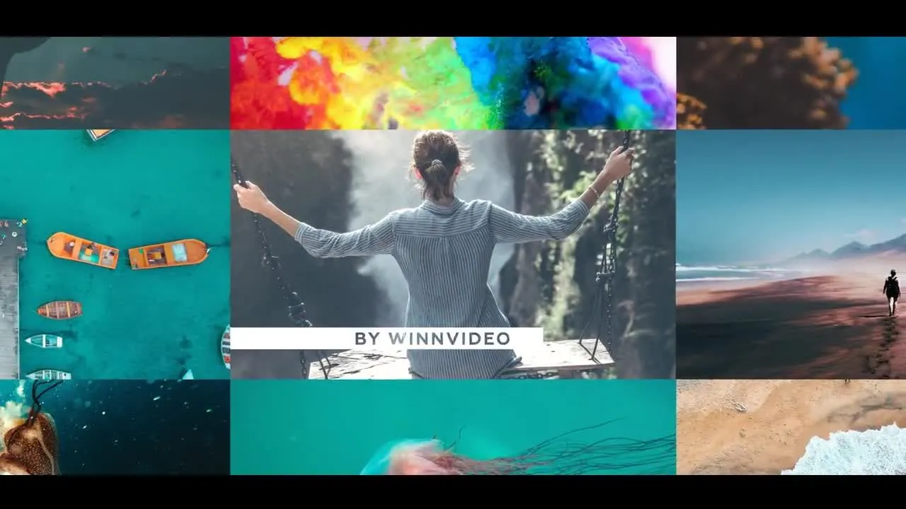 简洁图片幻灯片开场像素设计精选AE模板