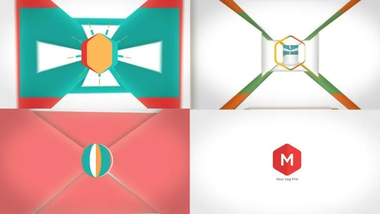 平面彩色标志揭幕像素设计精选AE模板