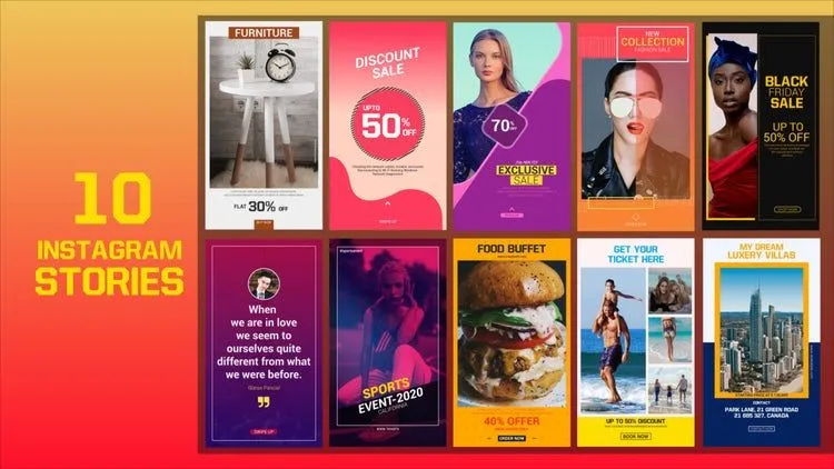 10个多彩创意的Instagram故事像素设计精选AE模板