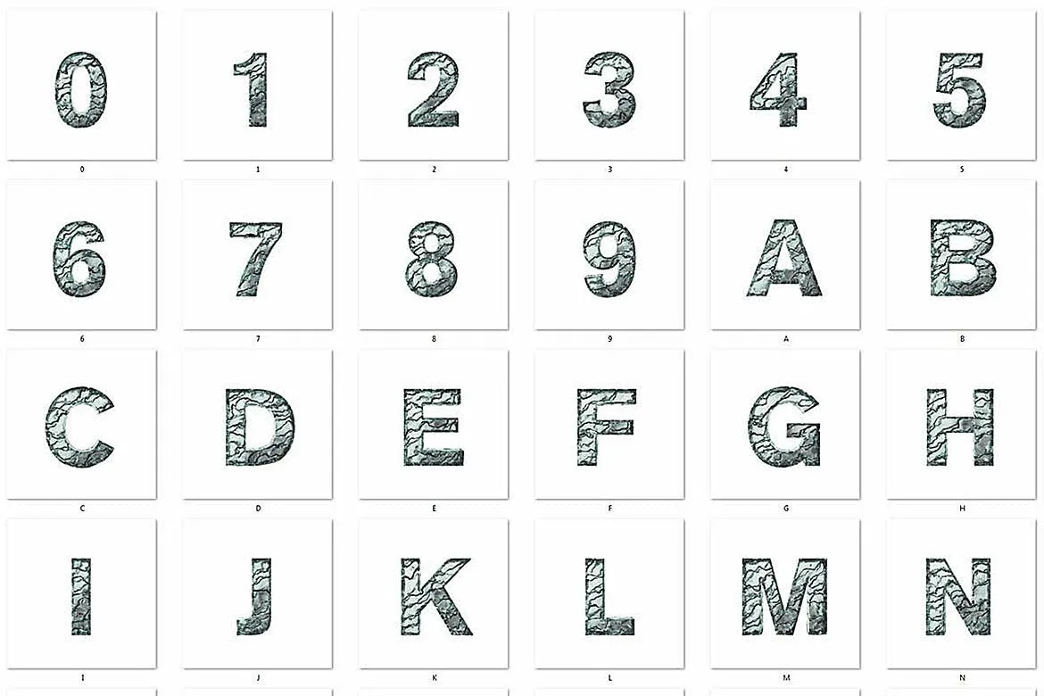 时尚高端3D立体破裂的玻璃质感的数字英文字体（png）插图(3)