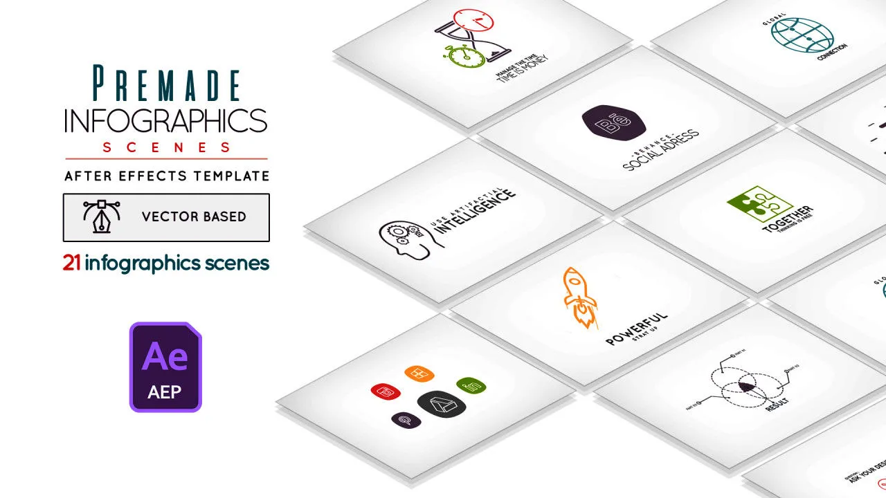 21个预制图表场景像素设计精选AE模板