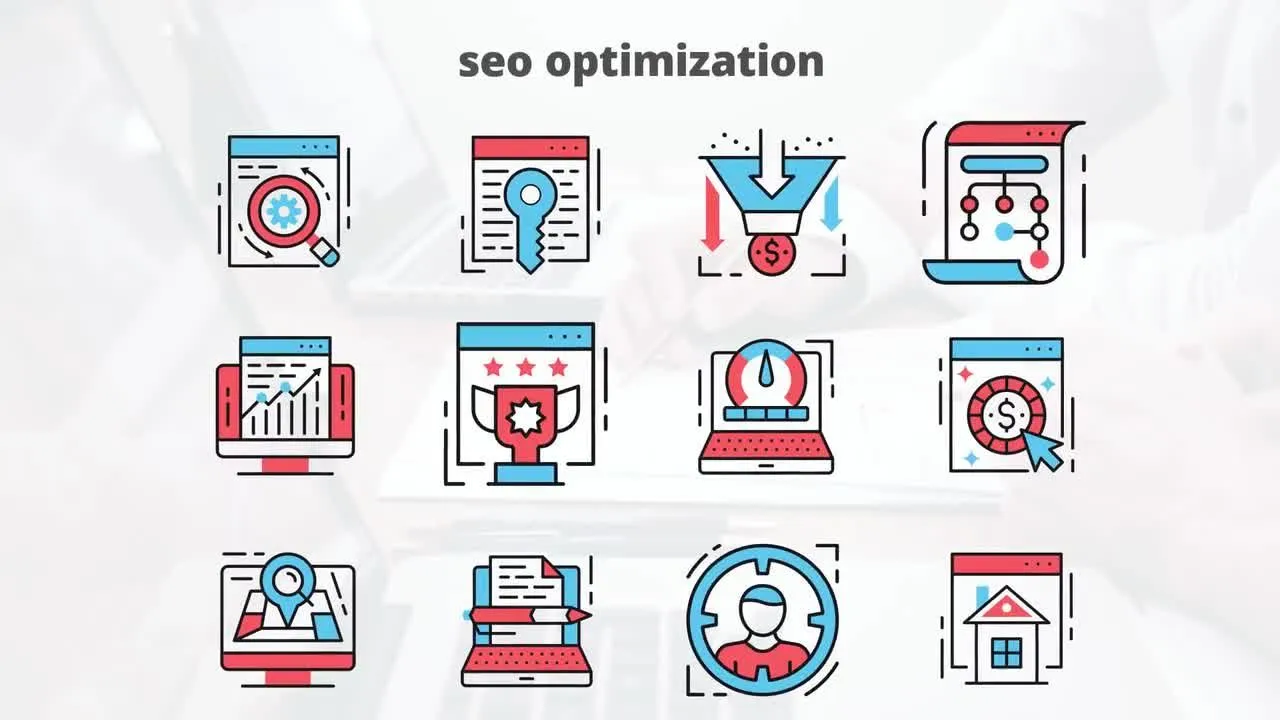 12个SEO优化平面动画图标像素设计精选AE模板