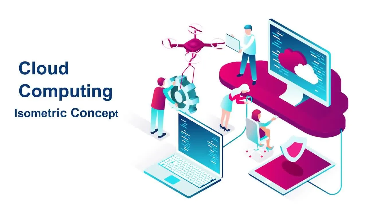 云计算等距概念动画像素设计精选AE模板