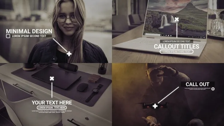 12个现代简约的标注标题像素设计精选AE模板