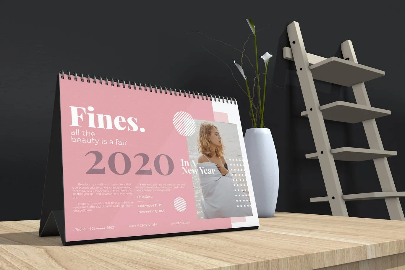 2020年时尚活页台历设计模板 Fines#8211; Fashion Table Calendar 2020